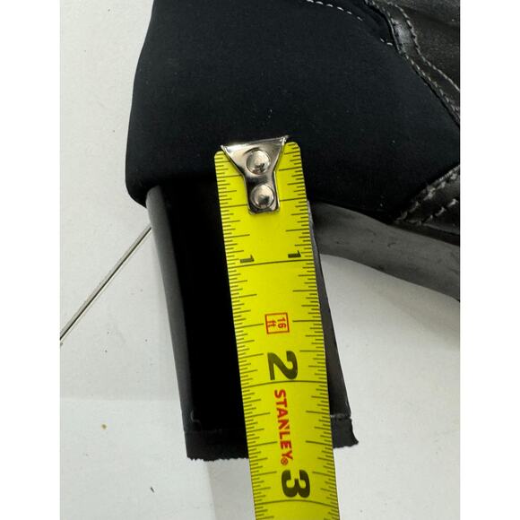 Y2K Black Bootie Galleria Size 10 Wide Stretch Panel - Picture 10 of 11